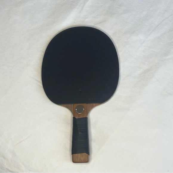 NEW TIFFANY & CO Table Tennis Racket/3 Balls Blue/Black Leather  American Walnut - Picture 13 of 16